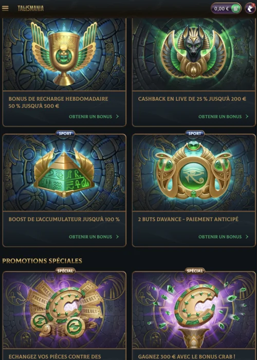 >Bonus Talismania Casino