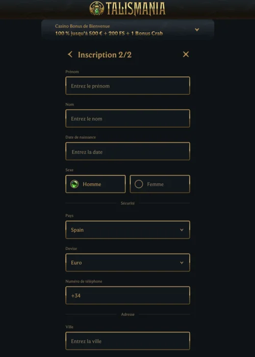 >Connexion Talismania Casino